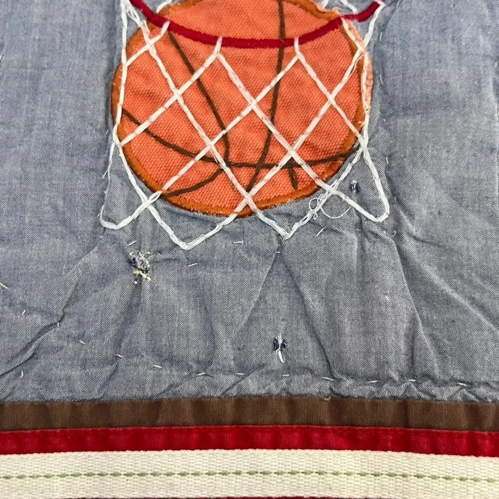 Pottery Barn Kids Twin Quilted Sports Patchwork Bedspread 69